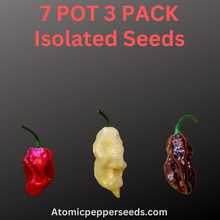 Load image into Gallery viewer, 7 Pot 3-Pack, White, Red & Chocolate pepper close-up, superhot pepper seeds grown in Nebraska